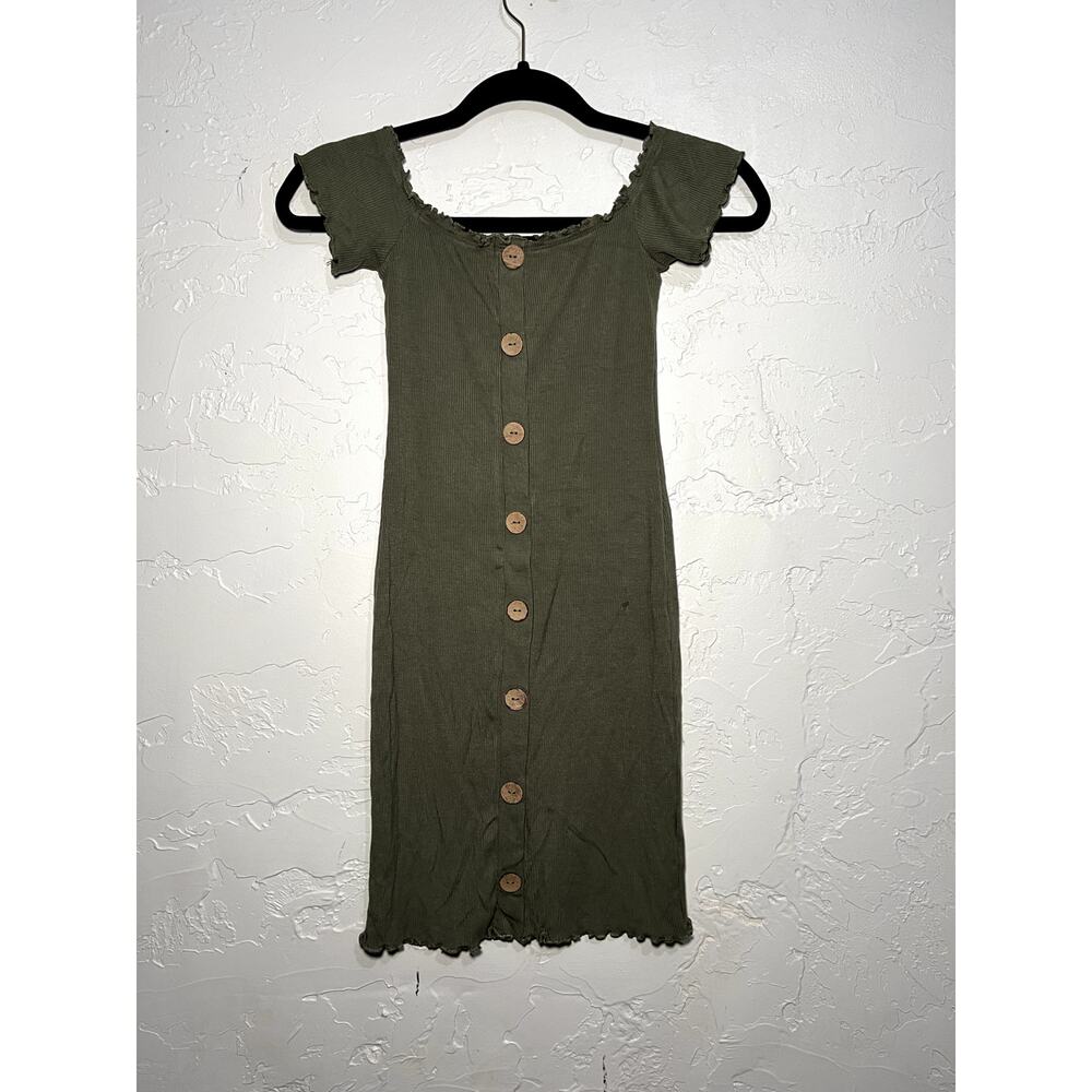 Popular basics‎ button cinched off the shoulder body con dress size medium